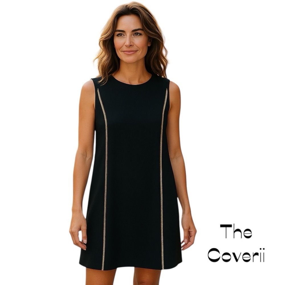The Coverii Black Gold Beaded Dress NWOT Size S Party Event Glam
